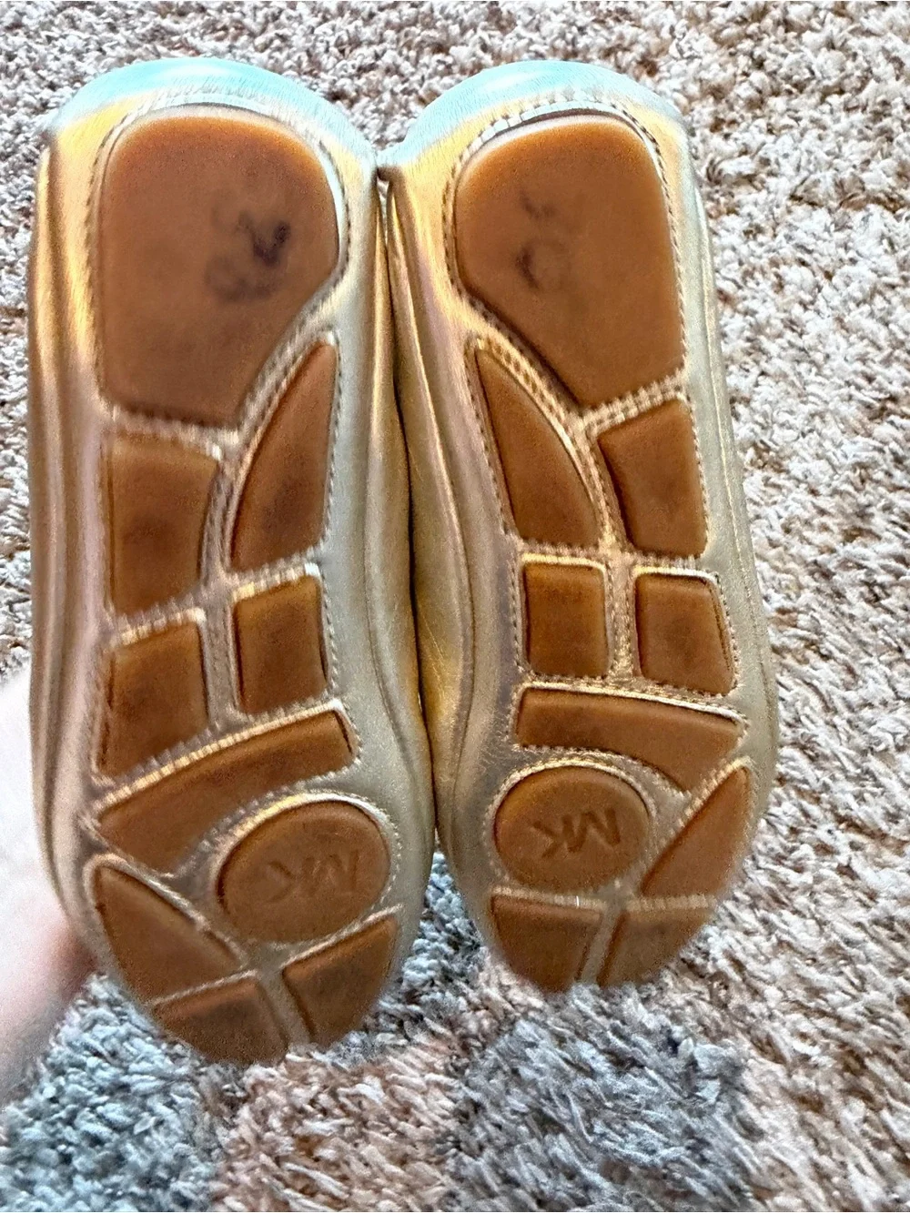 Michael Michael Kors Gold Metallic Leather Ballet Moccasin Flats Size 6M